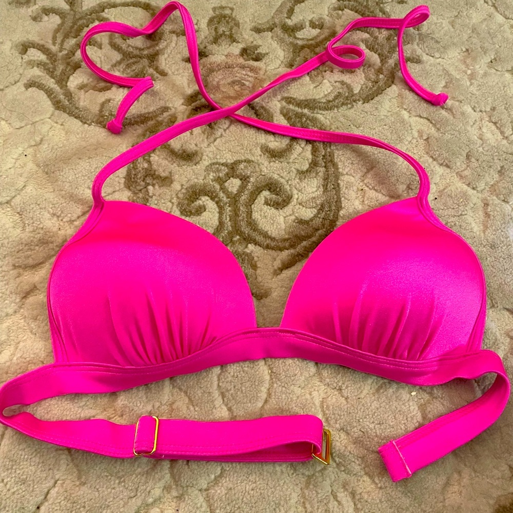 Hot pink padded bikini top